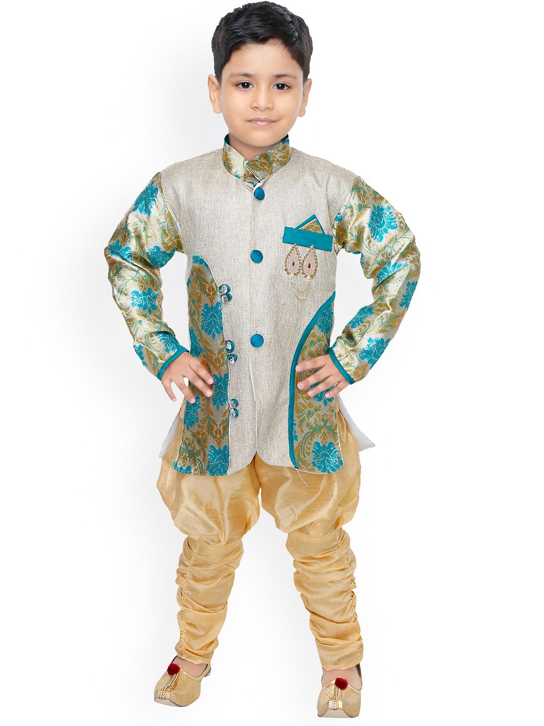 BAESD Boys Ethnic Motifs Woven Design Sherwani With Jodhpuri Pants-picture-38