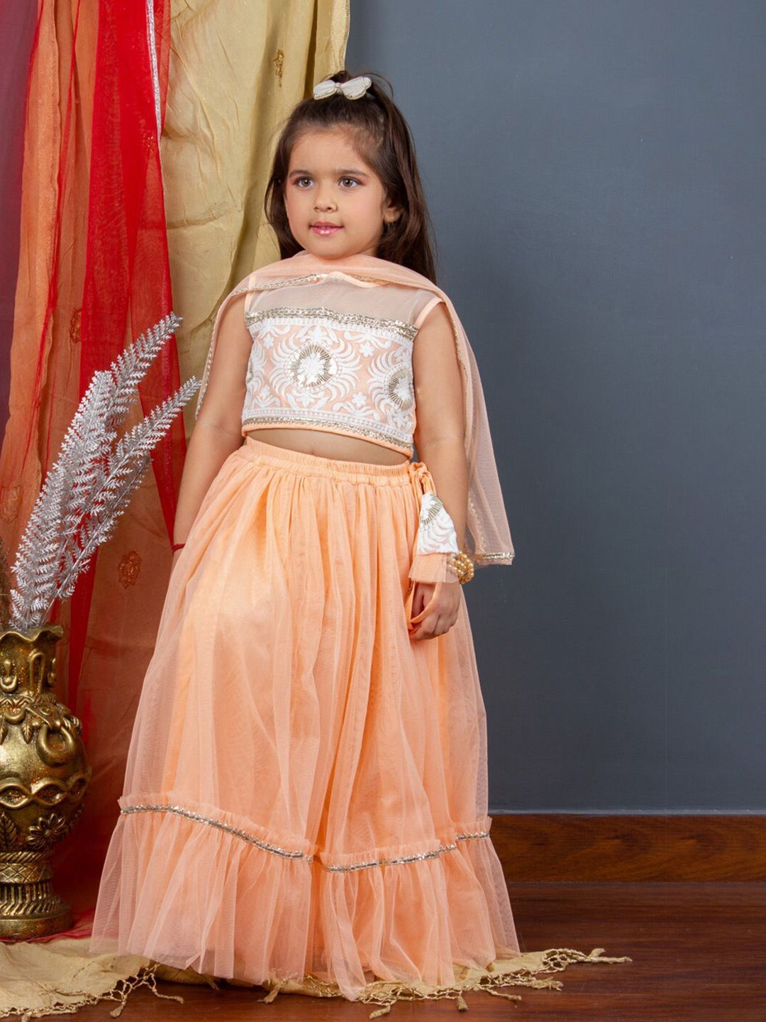 Bella Moda Girls Embroidered Thread Work Ready to Wear Lehenga & Blouse With Dupatta-picture-18
