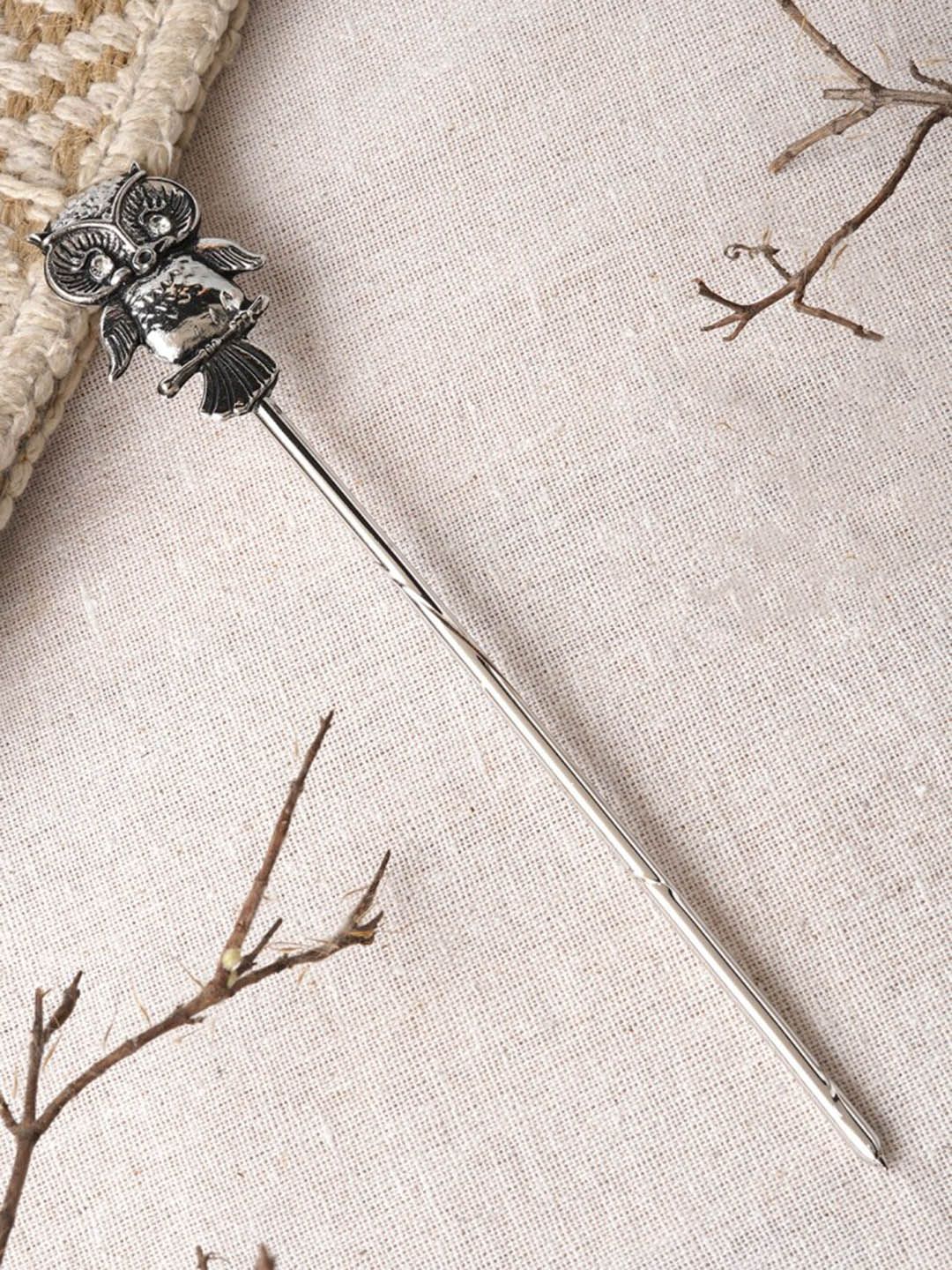 TEEJH Bundi Oxidised Owl Juda Hairstick-image-41