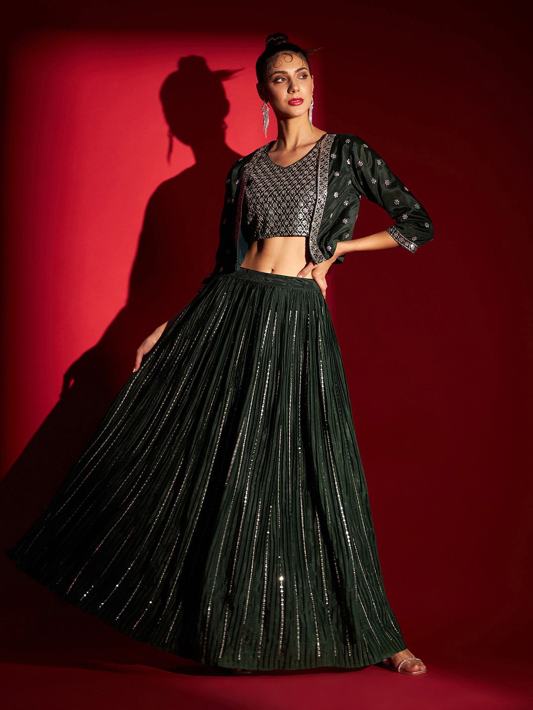 MADHURAM Embroidered Ready to Wear Lehenga & Choli with Jacket-picture-23