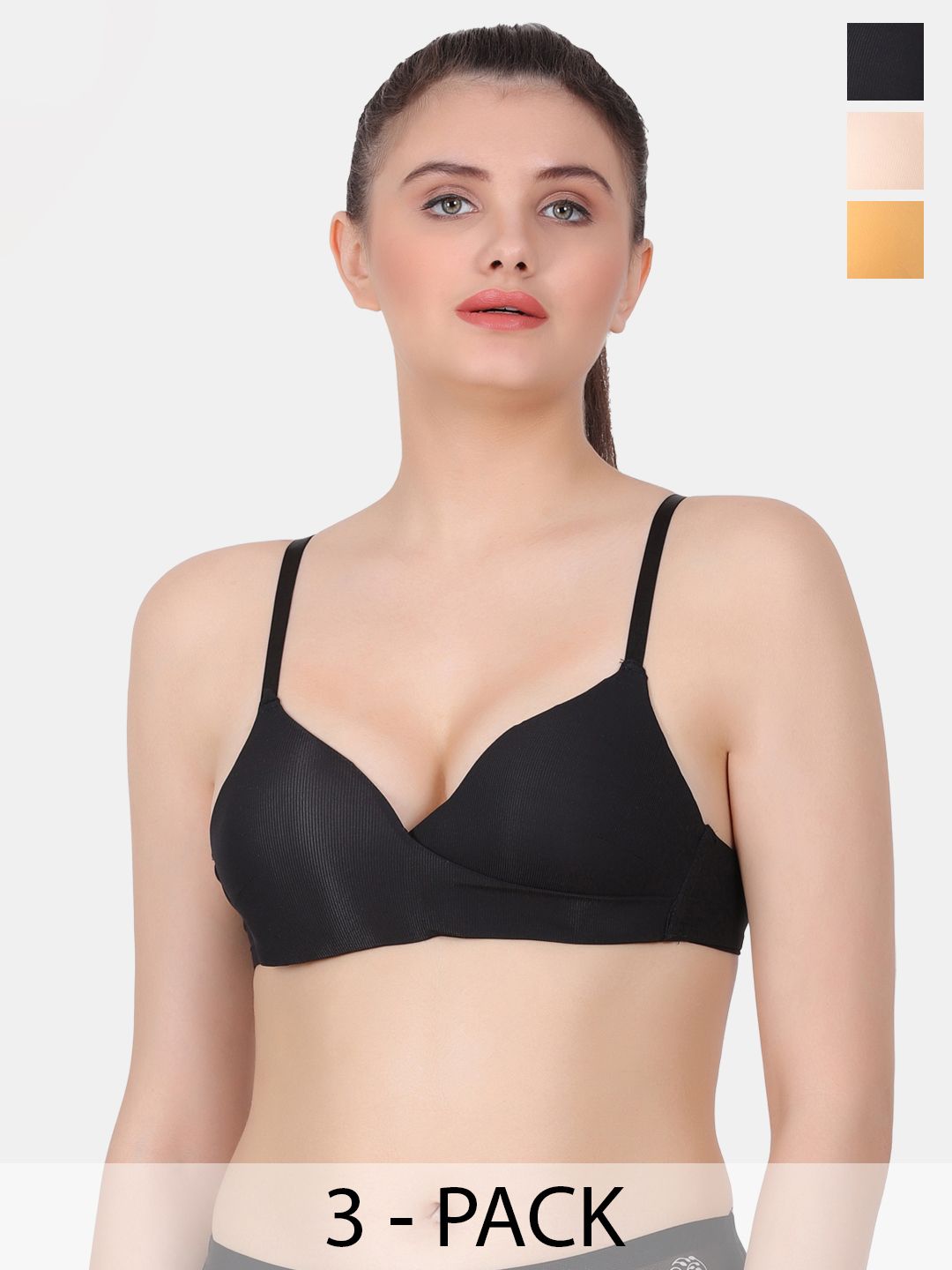 Amour Secret Black & Nude-Coloured Bra Full Coverage Lightly Padded-picture-31