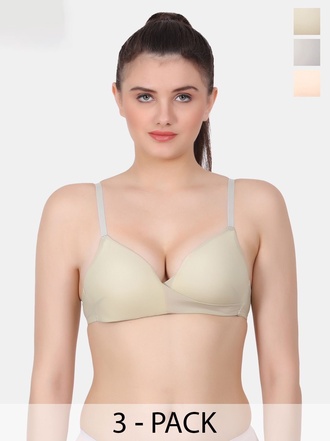 Amour Secret Green & Grey Bra Full Coverage Lightly Padded-picture-34