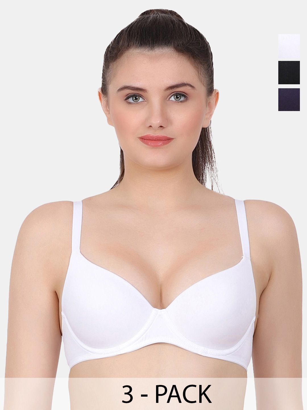 Amour Secret Black & Navy Blue Bra Full Coverage Underwired Lightly Padded
