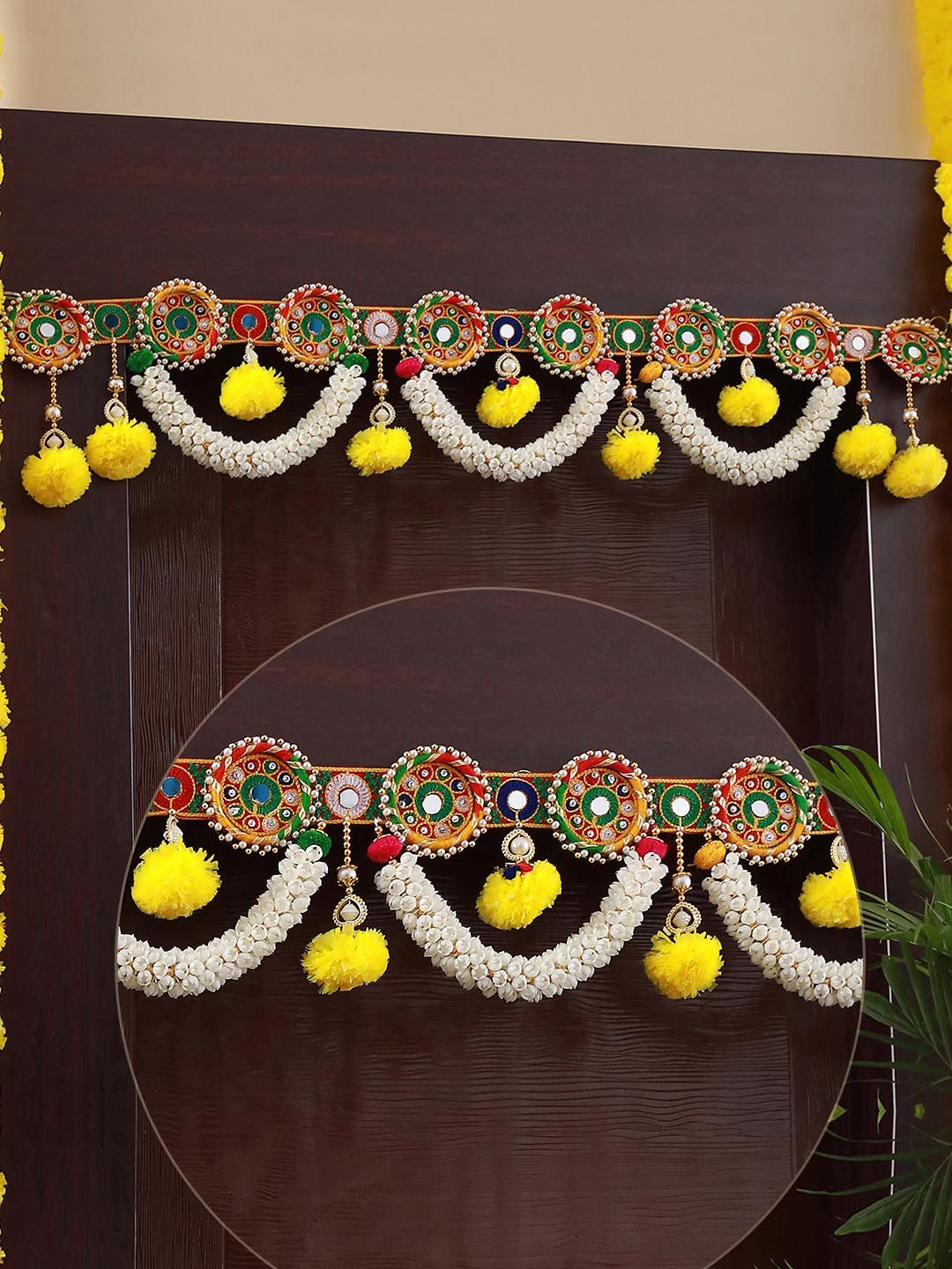 TIED RIBBONS White & Yellow Textured Door Hanging Bandhanwar Toran-picture-35