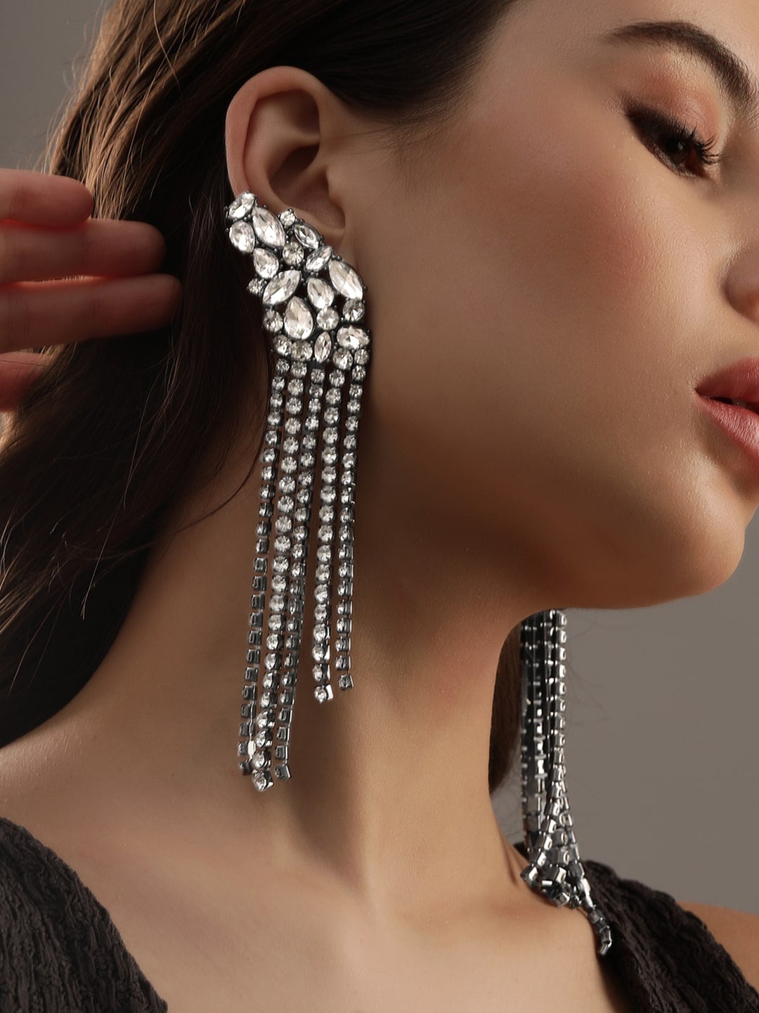 Rubans Voguish Silver-Plated Classic Drop Earrings