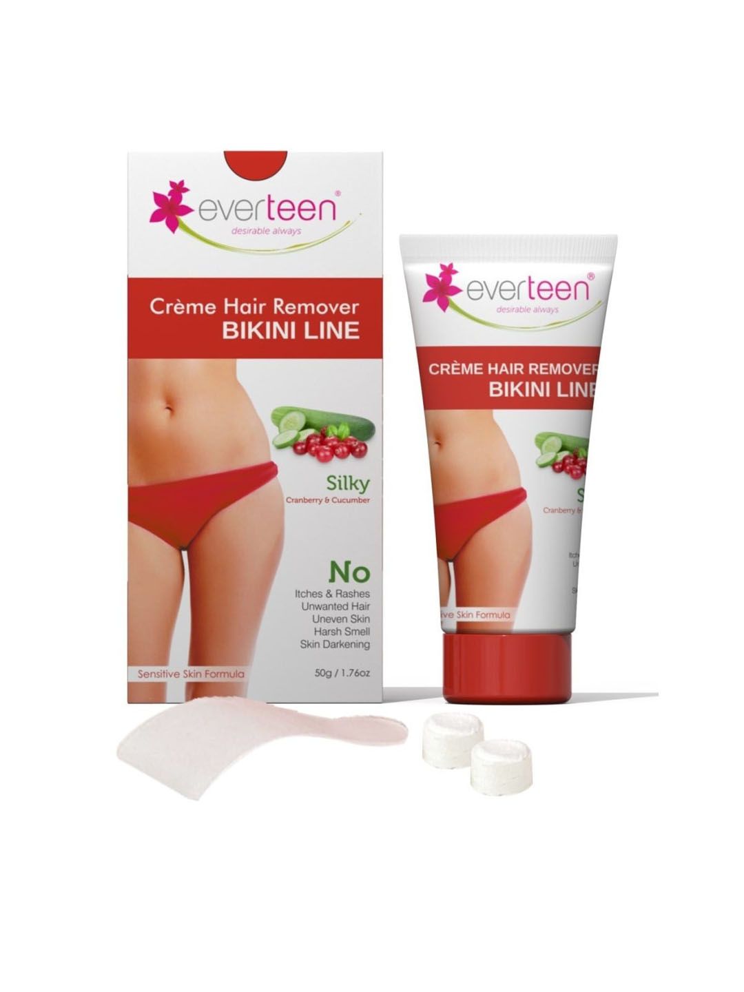 everteen Bikini Line Hair Remover Creme with Cranberry & Cucumber 50g - Silky-picture-38
