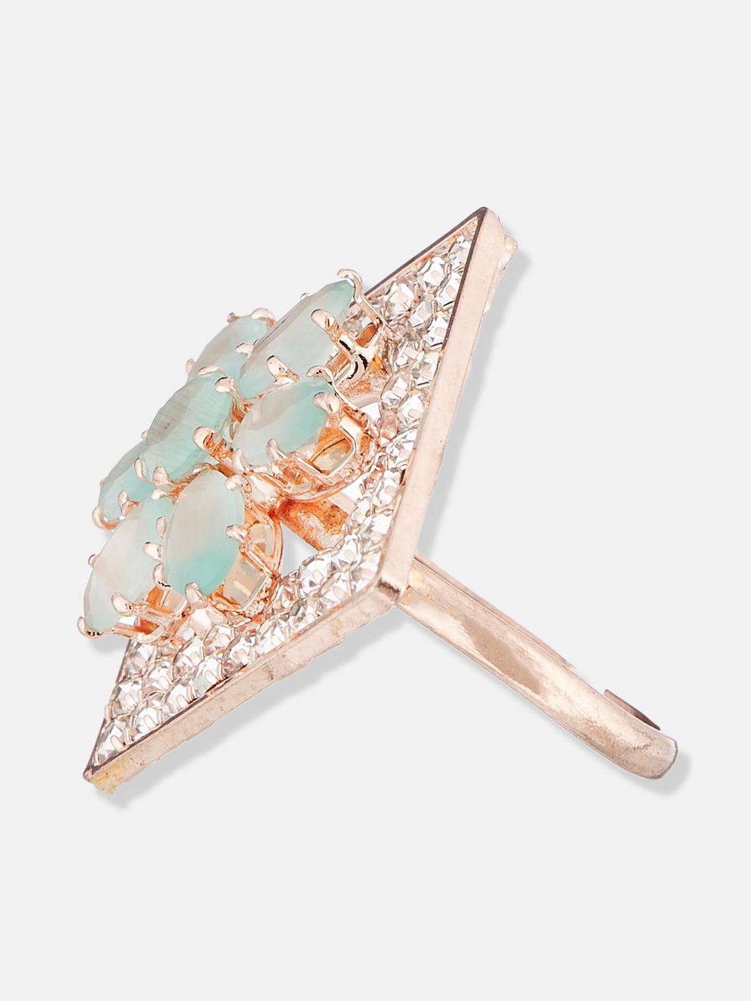 ATIBELLE Rose Gold Plated CZ-studded Finger Ring