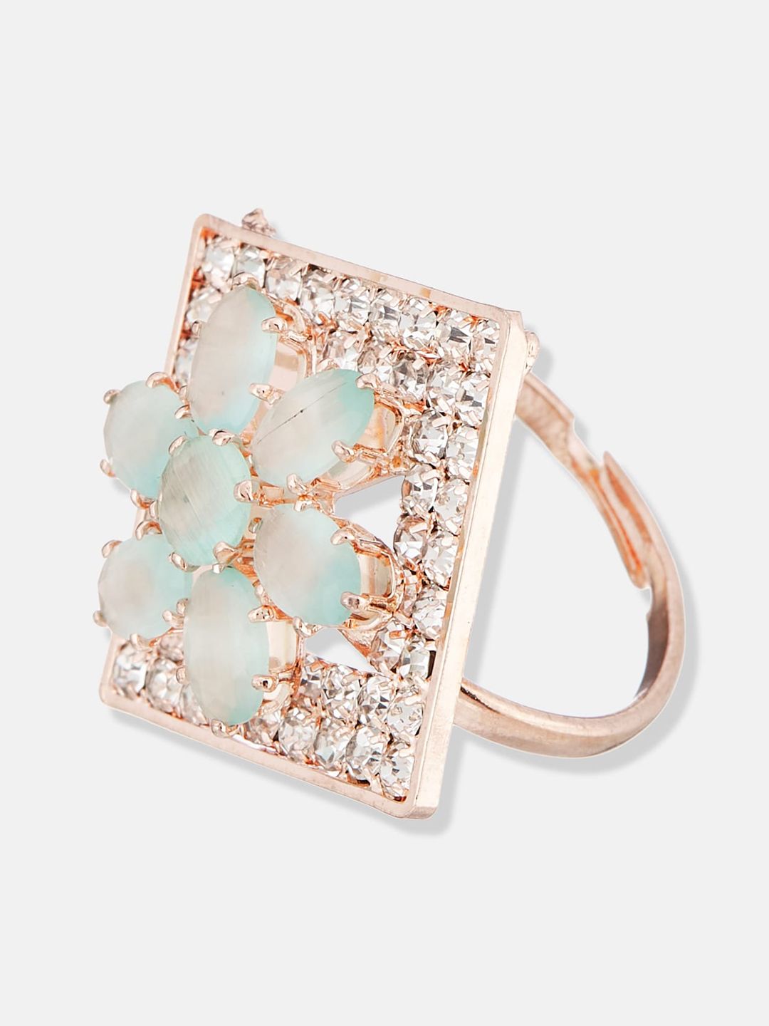 ATIBELLE Rose Gold Plated CZ-studded Finger Ring