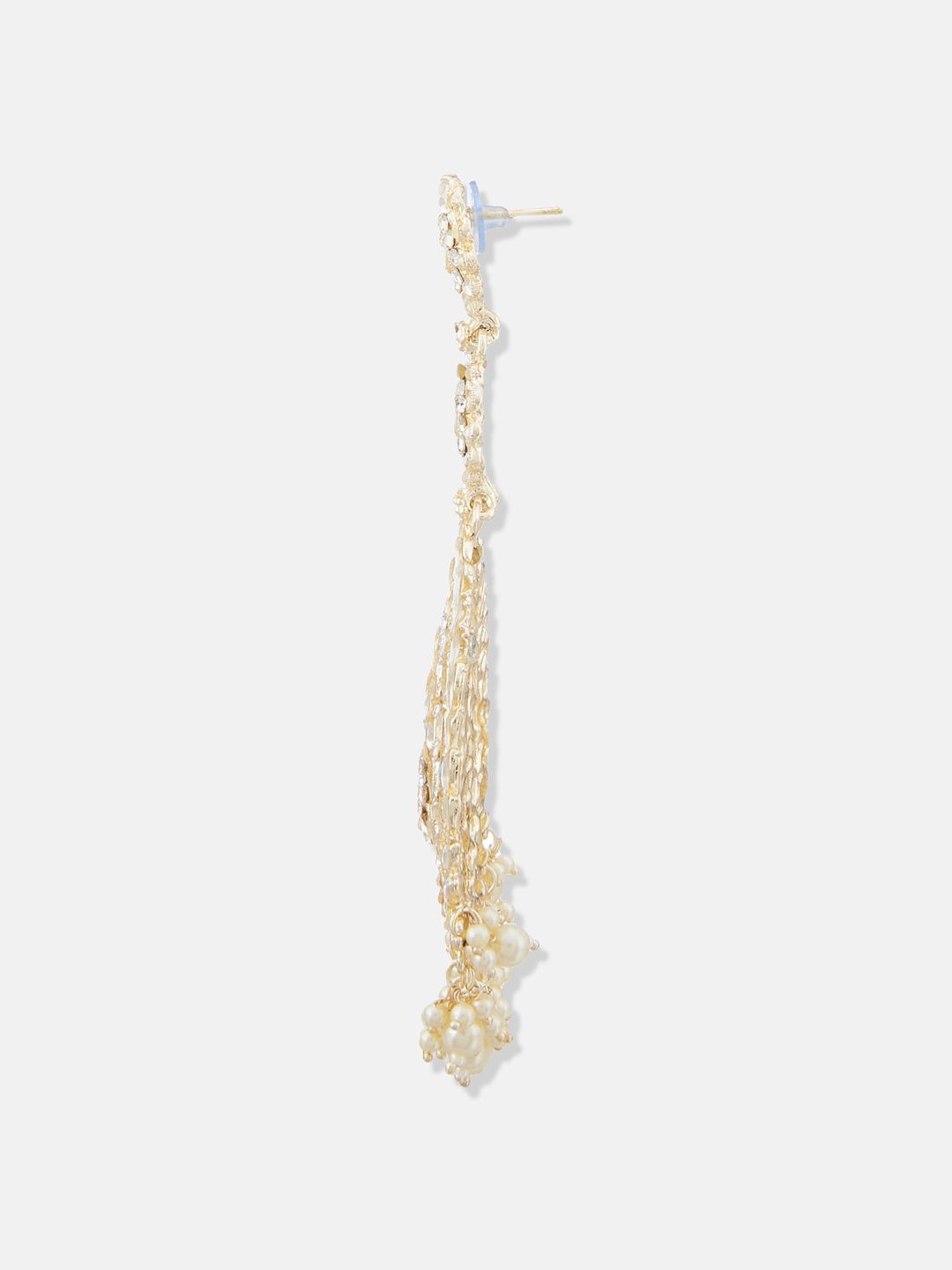ATIBELLE Gold Plated Kundan-Studded Floral Shaped Long Chandbalis