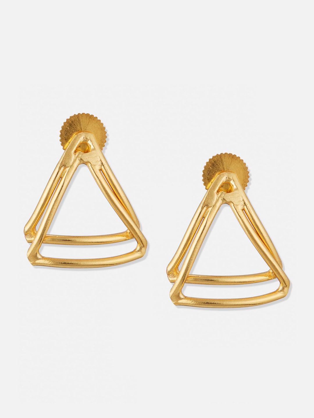 ATIBELLE Gold-Plated Triangular Shaped Stud Earrings