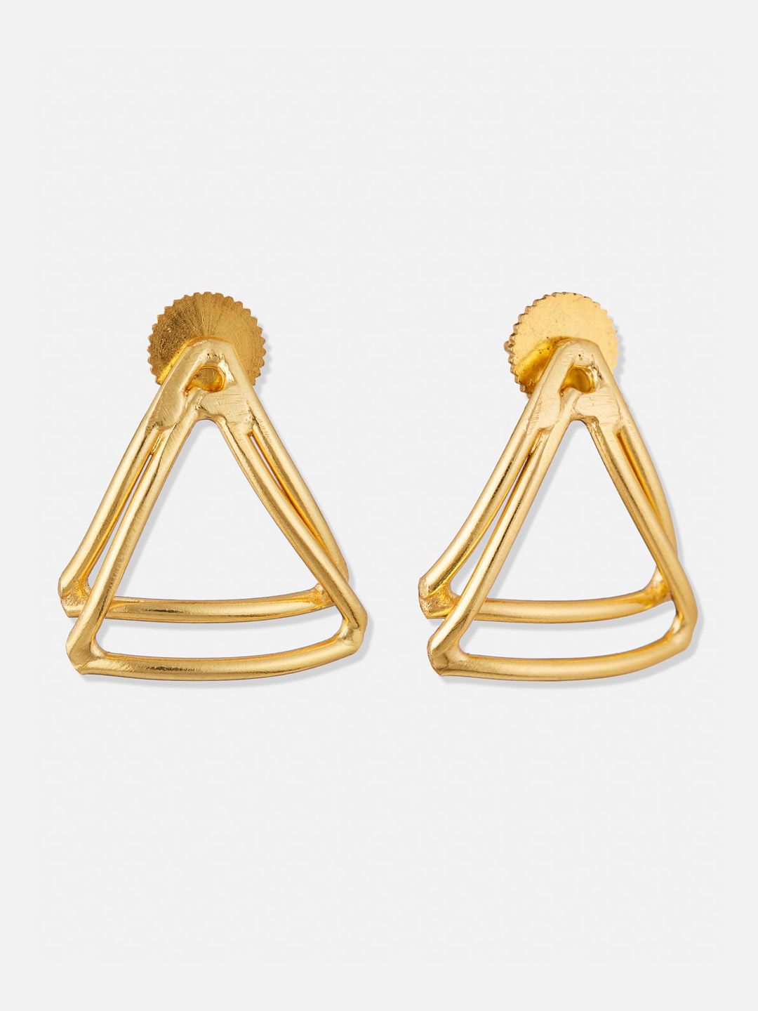ATIBELLE Gold-Plated Triangular Shaped Stud Earrings