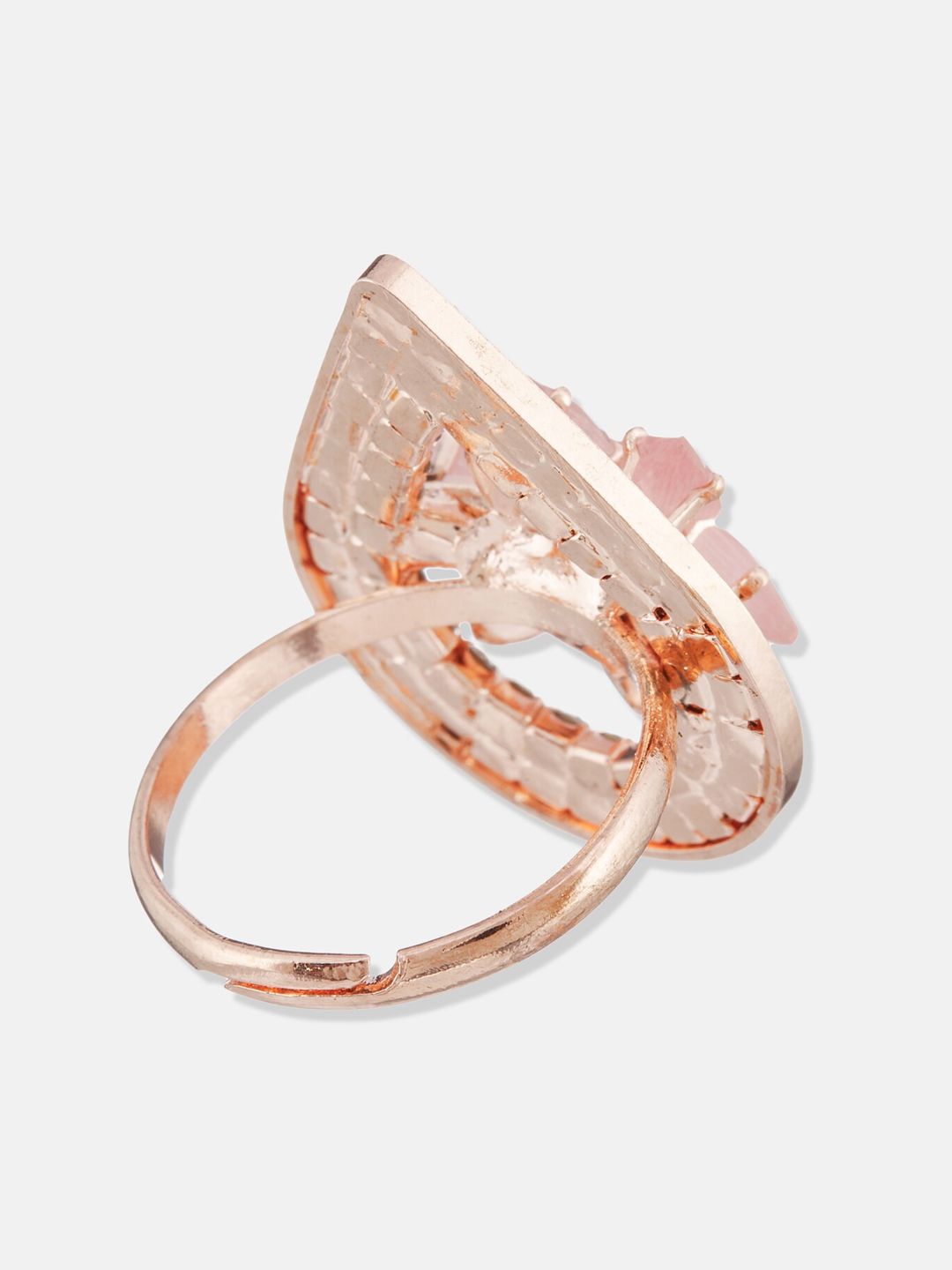 ATIBELLE Rose Gold Plated CZ-studded Adjustable Finger Ring