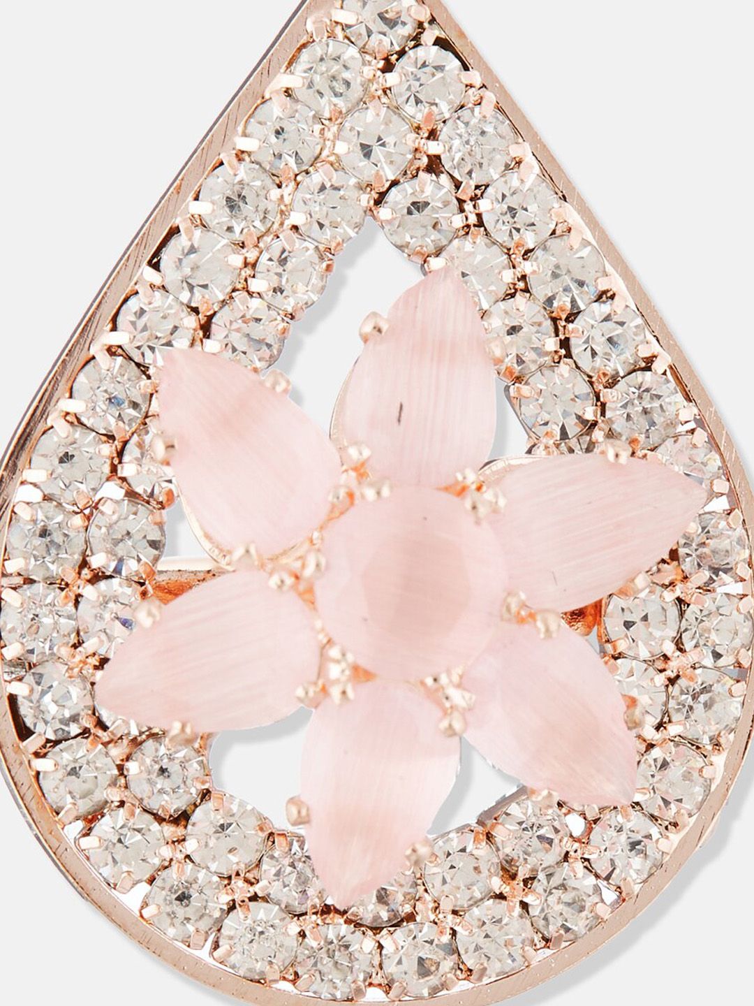 ATIBELLE Rose Gold Plated CZ-studded Adjustable Finger Ring