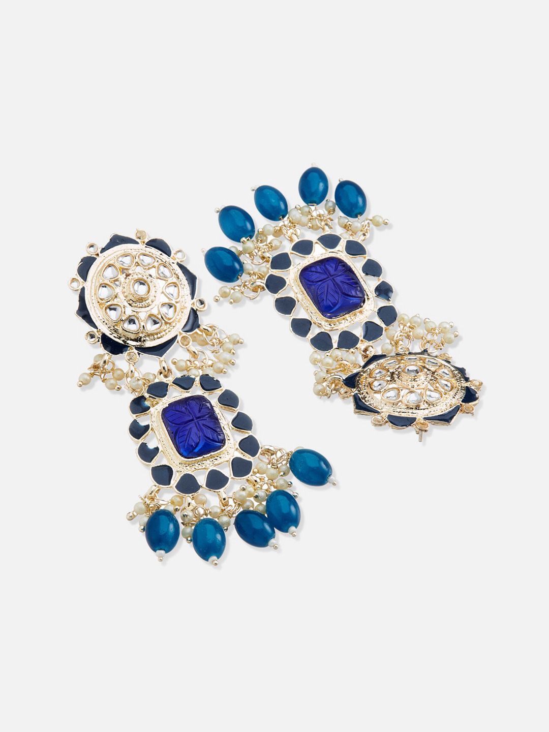 ATIBELLE Gold Plated & Kundan-Studded Floral Shaped Drop Earrings
