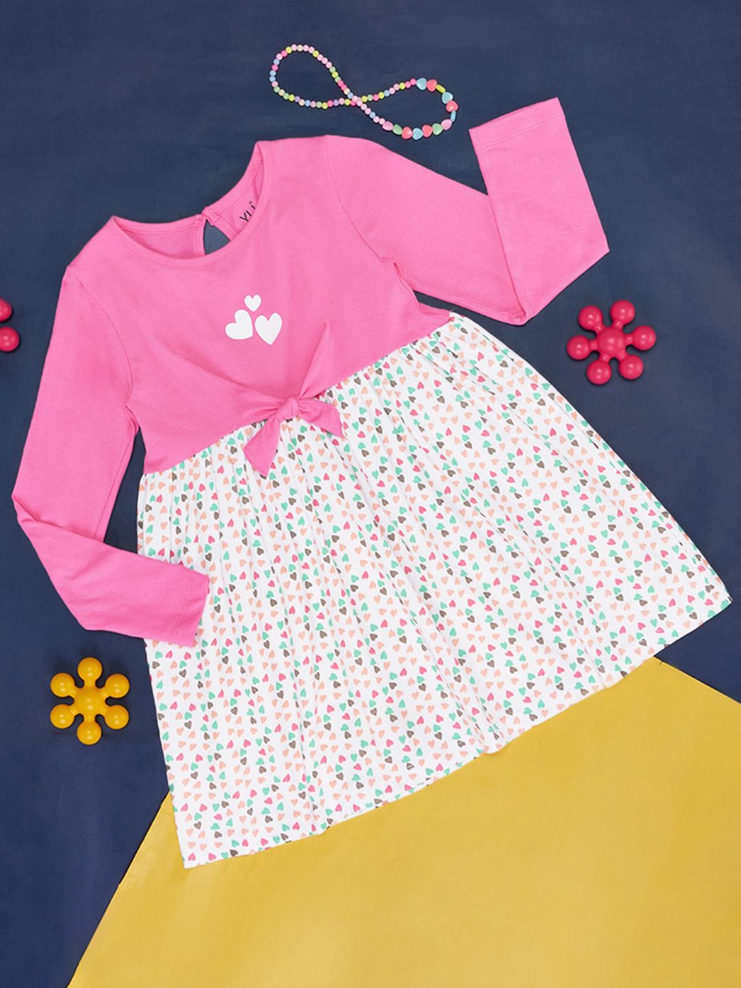 YU by Pantaloons Girls Floral Printed Tie-Ups Detail Pure Cotton Fit & Flare Dress-picture-22