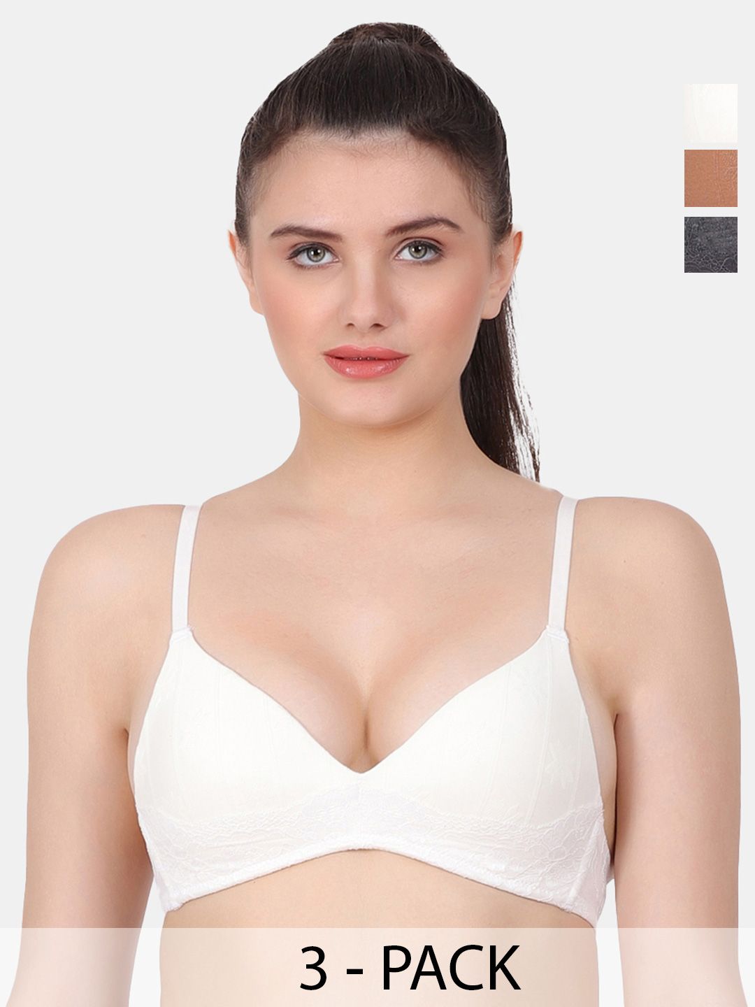Amour Secret Brown & Grey Floral Bra Full Coverage Lightly Padded-picture-10