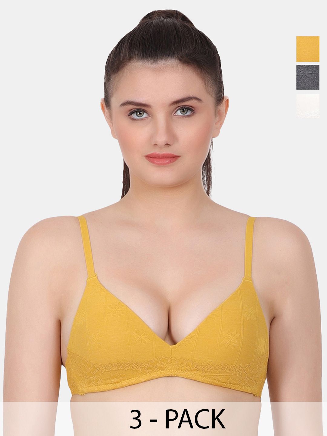Amour Secret Grey & White Floral Bra Full Coverage Lightly Padded-picture-58