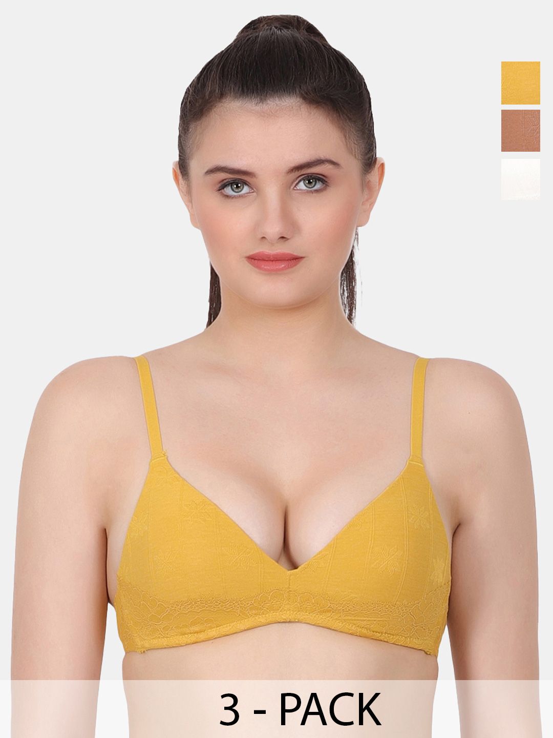 Amour Secret Brown & White Floral Bra Full Coverage Lightly Padded-picture-29
