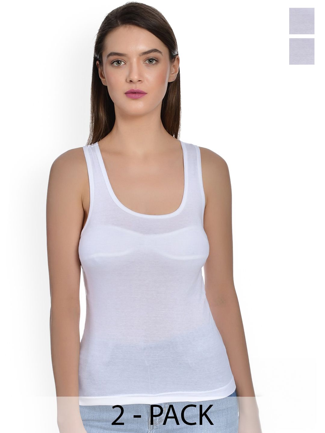 Aimly Pack Of 2 Pure Cotton T-Back Camisoles-image-35