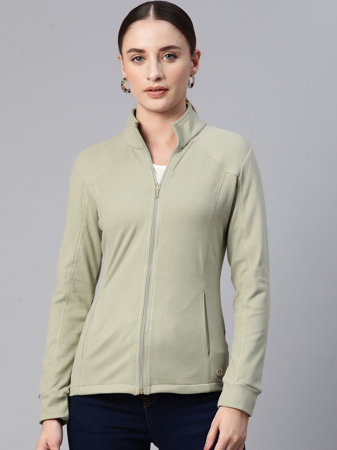 Nayam By Lakshita Fleece Stand Collar Sporty Jacket