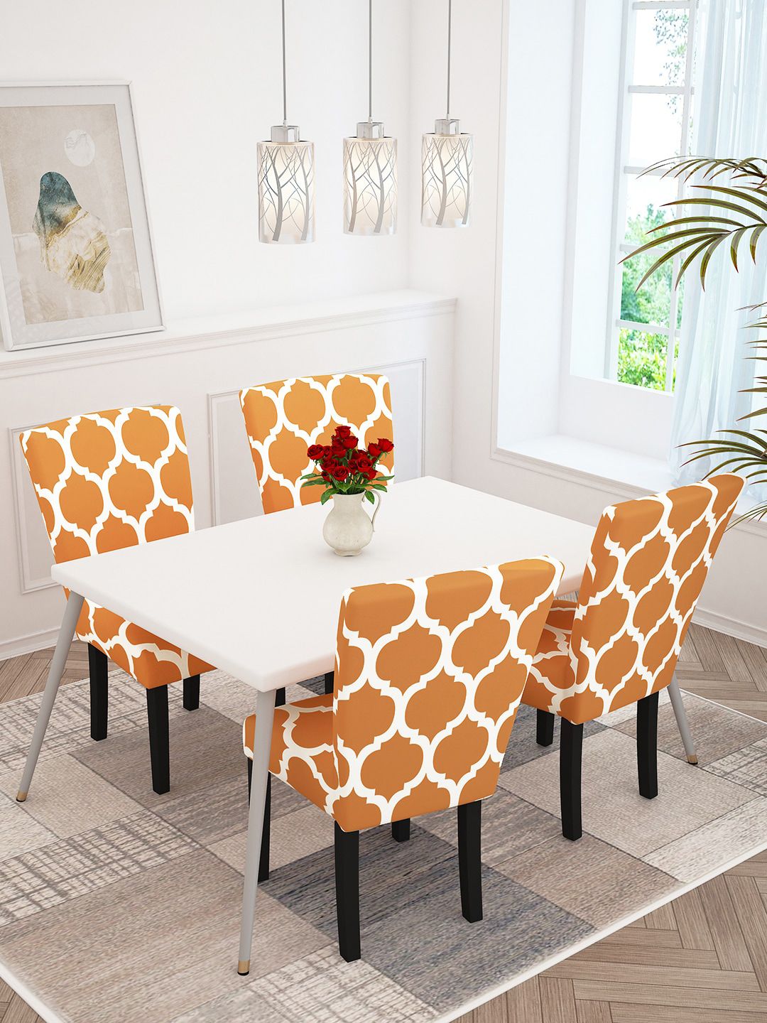 Story@home Beige 2 Pieces Ethnic Motifs Printed Chair Covers-picture-33