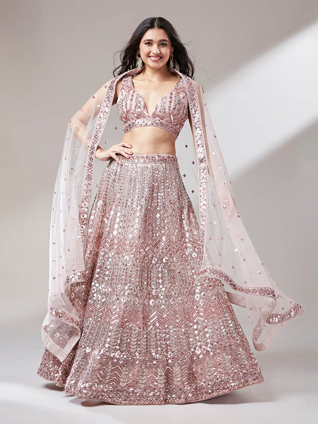 panchhi Embroidered Sequinned Semi-Stitched Lehenga & Unstitched Blouse With Dupatta-image-10