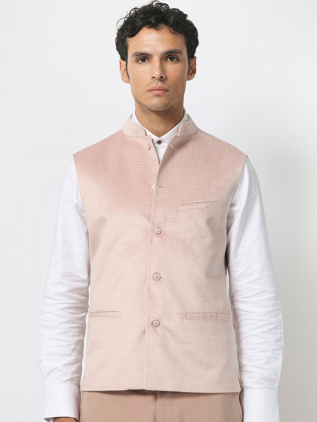 RARE RABBIT Men Emerald Slim Fit Woven Emerald Nehru Jacket-picture-34
