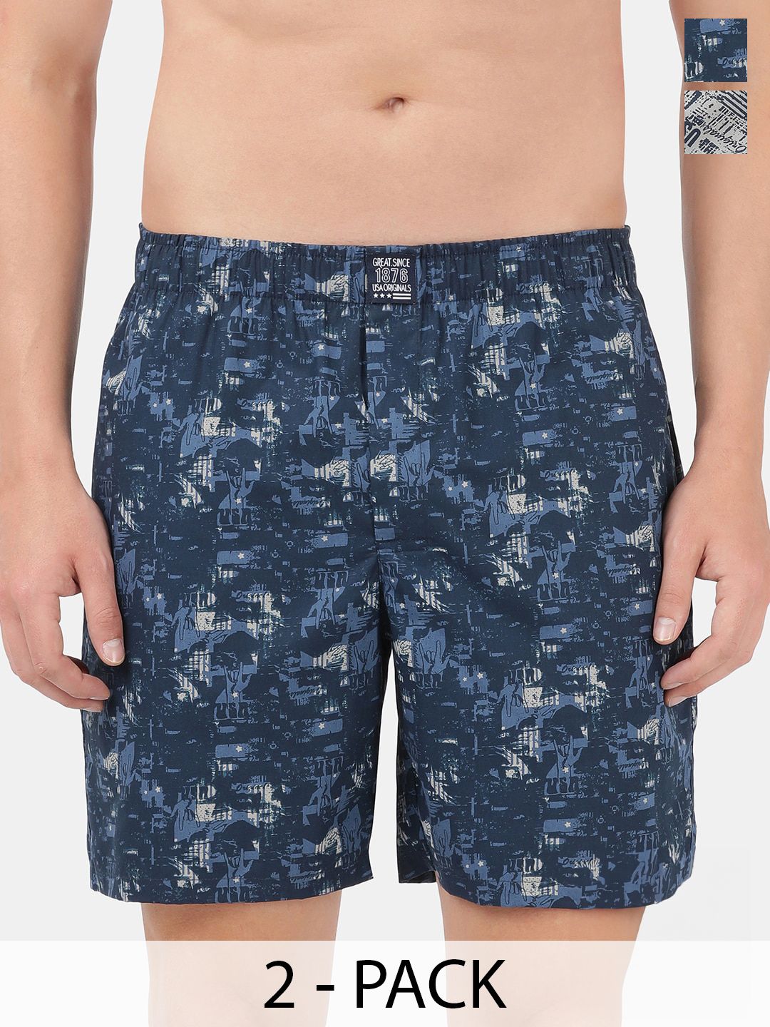 Jockey Men Navy Blue Floral Printed Shorts