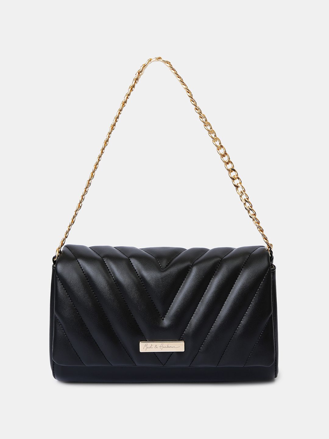 Mast & Harbour PU Structured Shoulder Bag with Quilted-picture-10