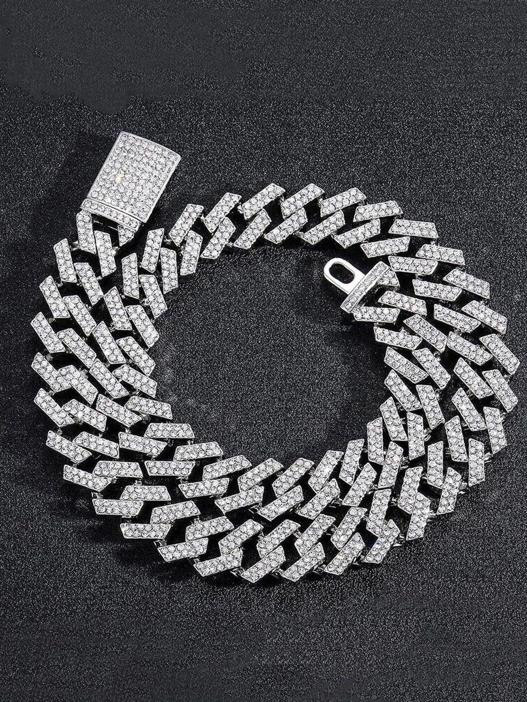 Jewels Galaxy Men Silver-Plated Stainless Steel Cuban Chain-picture-20