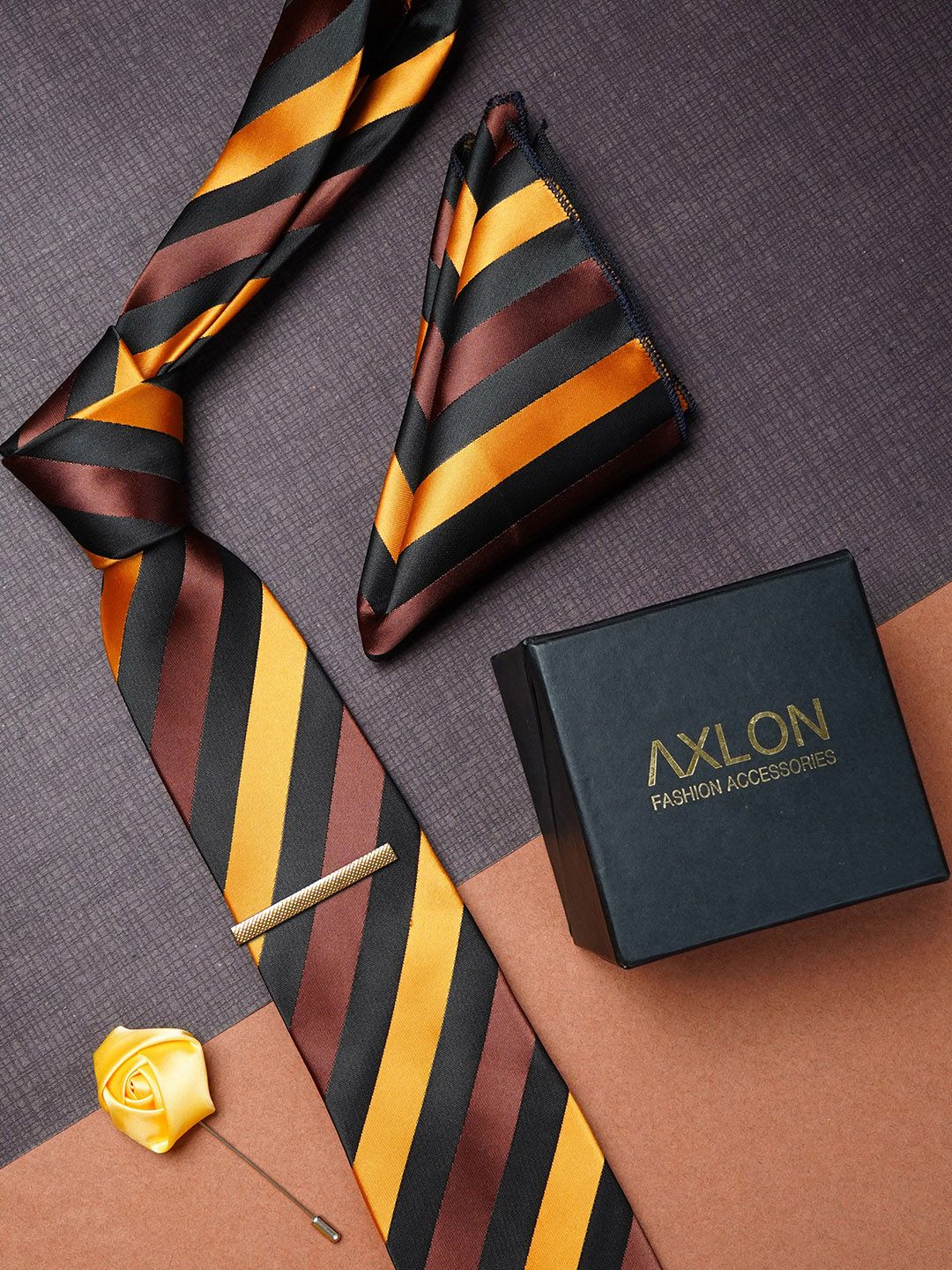 AXLON Men Woven Design Tie Set Accessory Gift Set-image-35