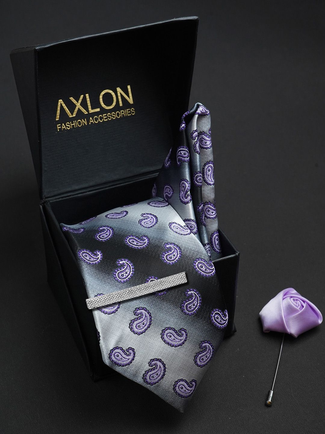 AXLON Men Woven Design Tie Set Accessory Gift Set-image-34
