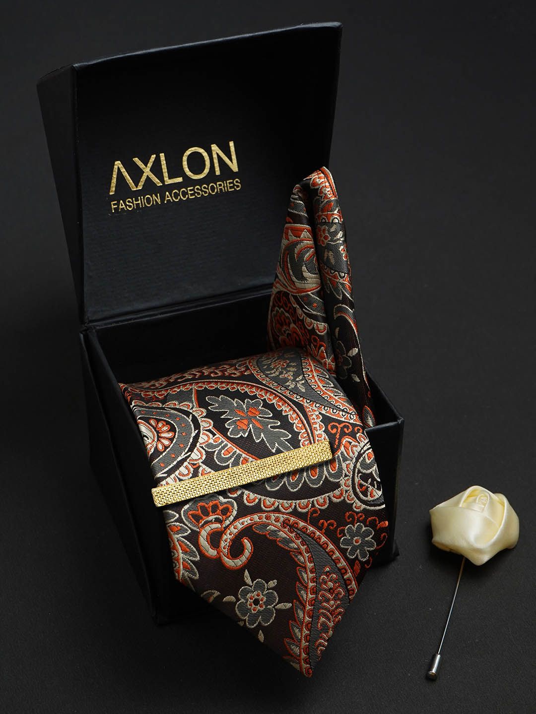 AXLON Men Woven Design Tie Set Accessory Gift Set-image-30
