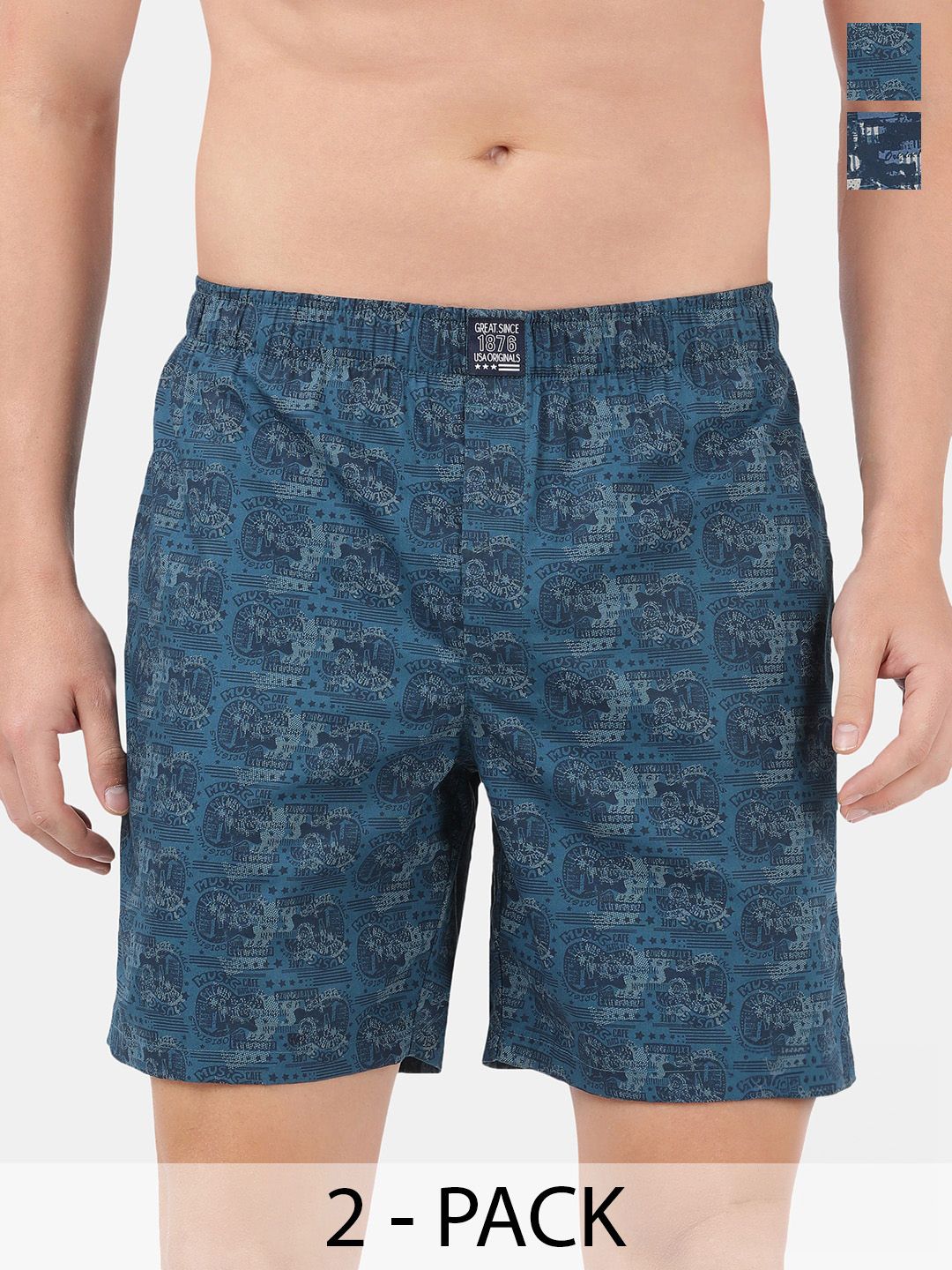 Jockey Men Pack Of 2 Conversational Printed Cotton Shorts-picture-25
