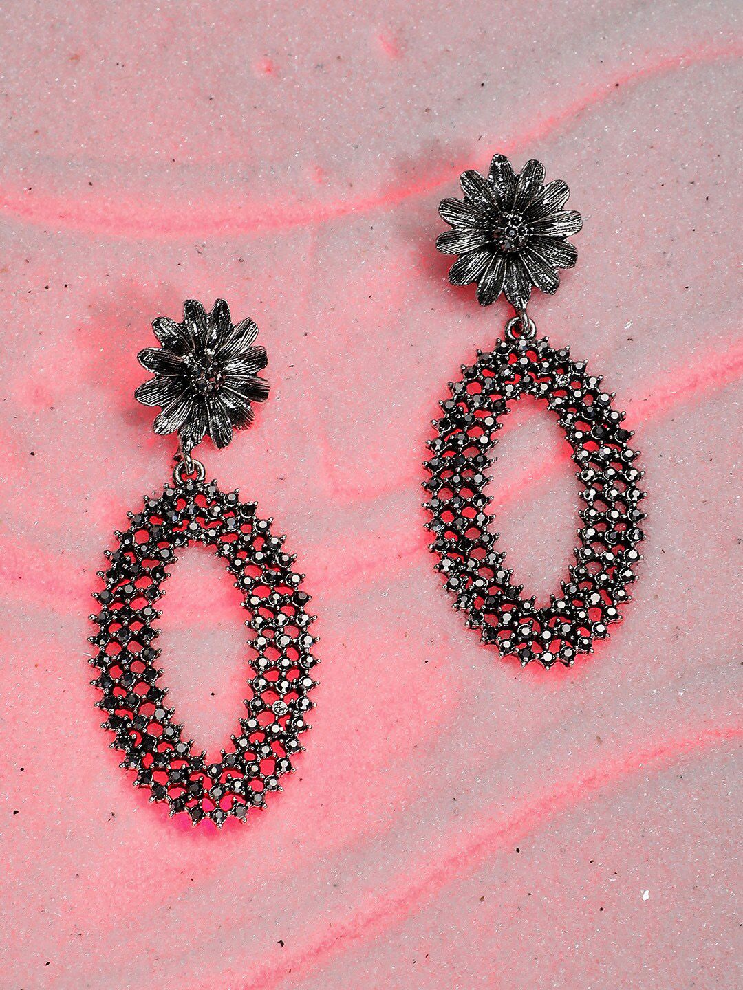 SOHI Silver-Plated Contemporary Drop Earrings-image-20