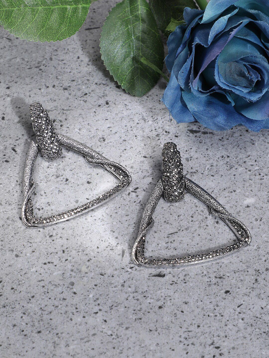 SOHI Silver-Plated Contemporary Studs Earrings-image-40