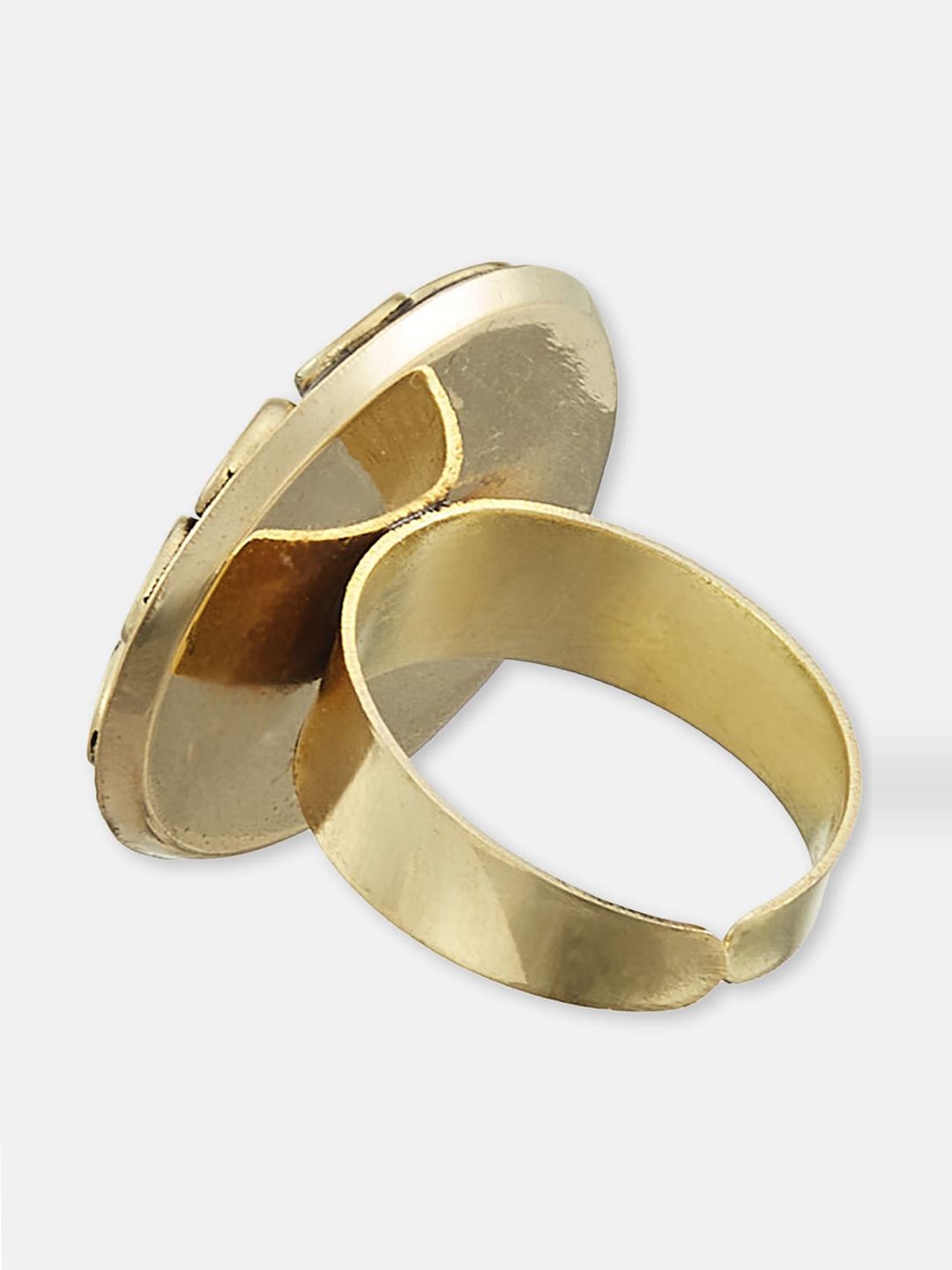ATIBELLE Set Of 2 Gold & Silver-Plated Stone Studded Adjustable Finger Rings