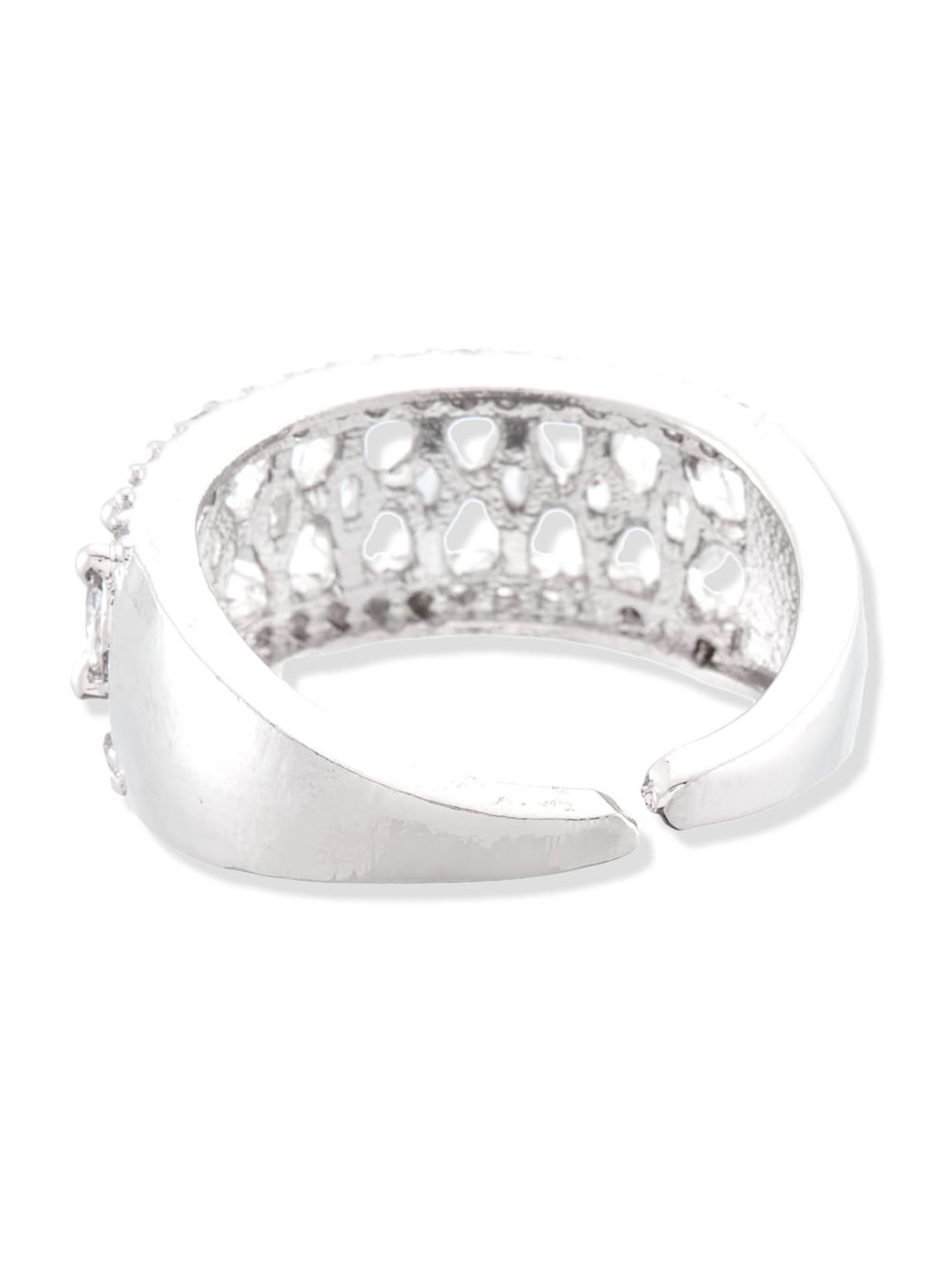 ATIBELLE Set Of 2 Gold & Silver-Plated Cubic Zirconia-Studded Finger Rings