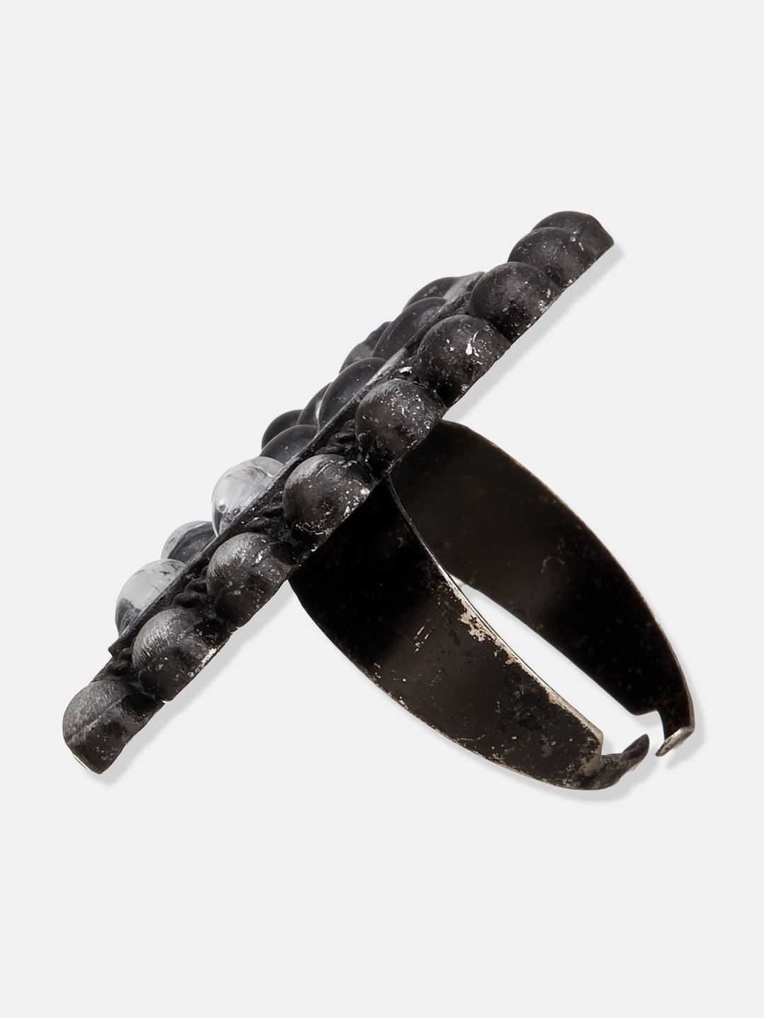 ATIBELLE Set Of 2 Gold-Silver Plated Stone Studded Finger Rings