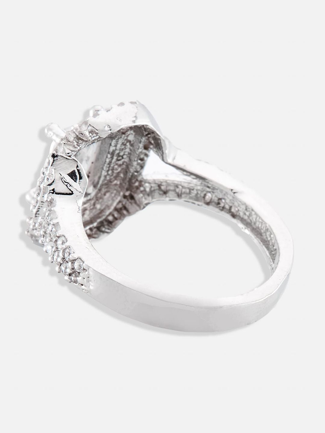 ATIBELLE Set Of 2 Gold-Silver Plated & Cubic Zirconia-Studded Finger Rings