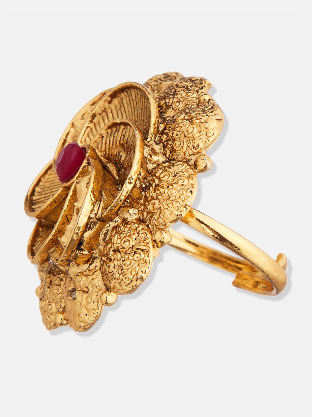 ATIBELLE Set Of 2 Gold-Silver Plated & Cubic Zirconia-Studded Finger Rings
