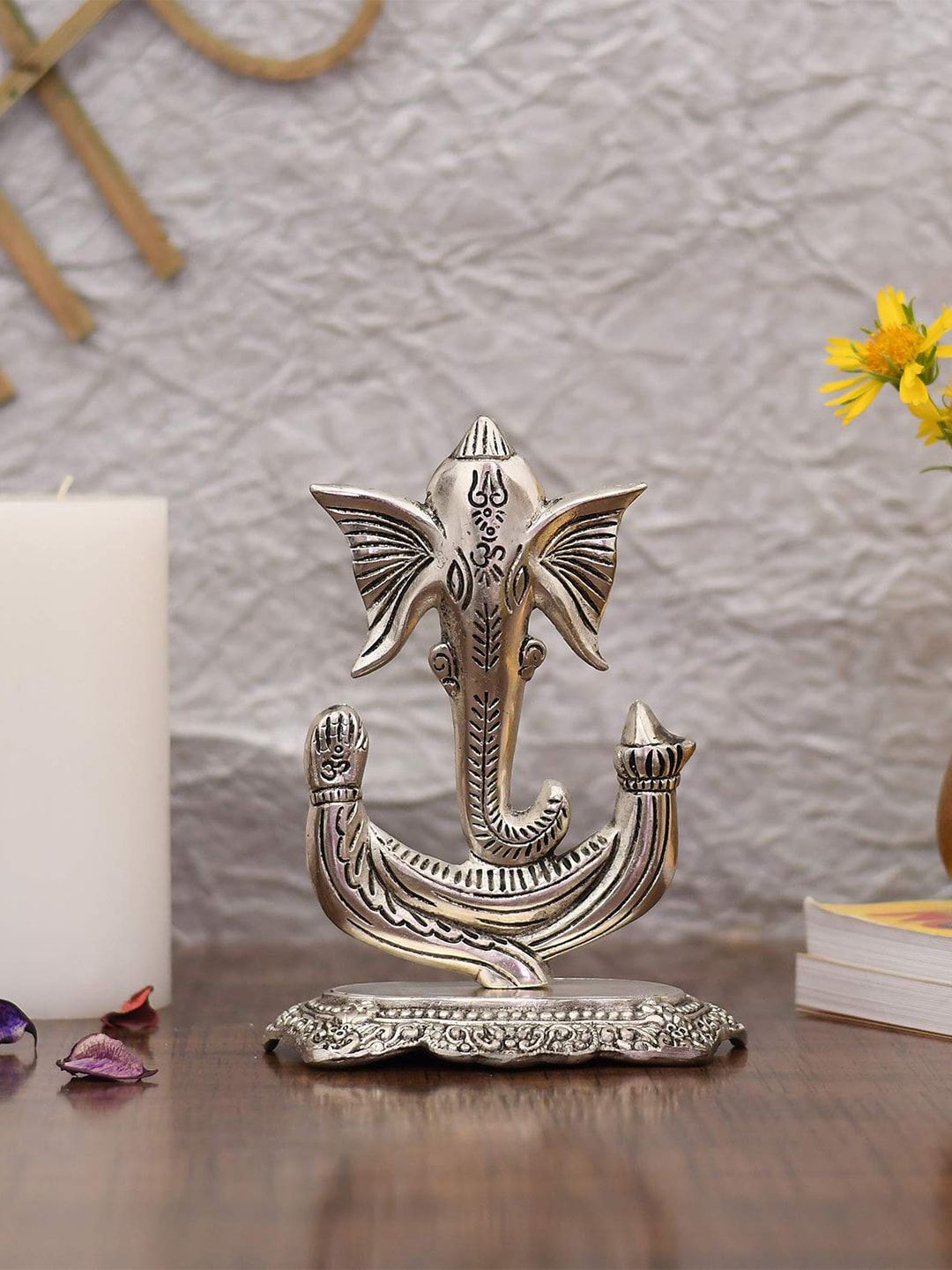 CraftVatika Silver Toned Ganesha Metal Idol Showpieces-picture-40