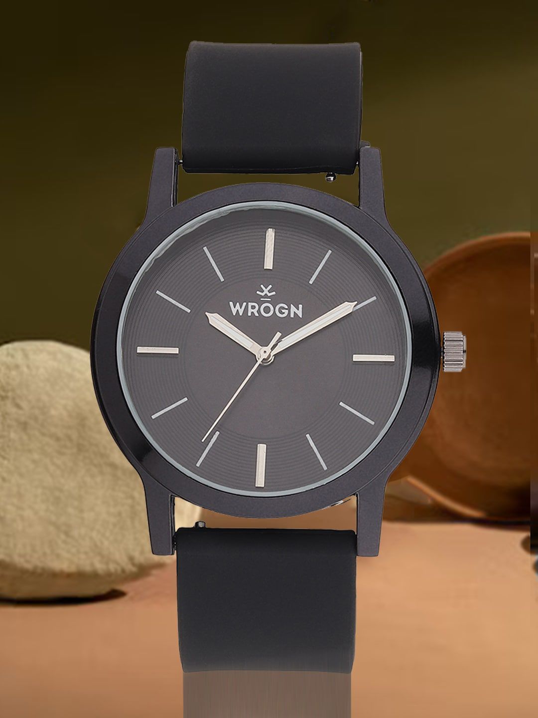 WROGN Men Black Dial & Black Straps Analogue Watch WRG0419