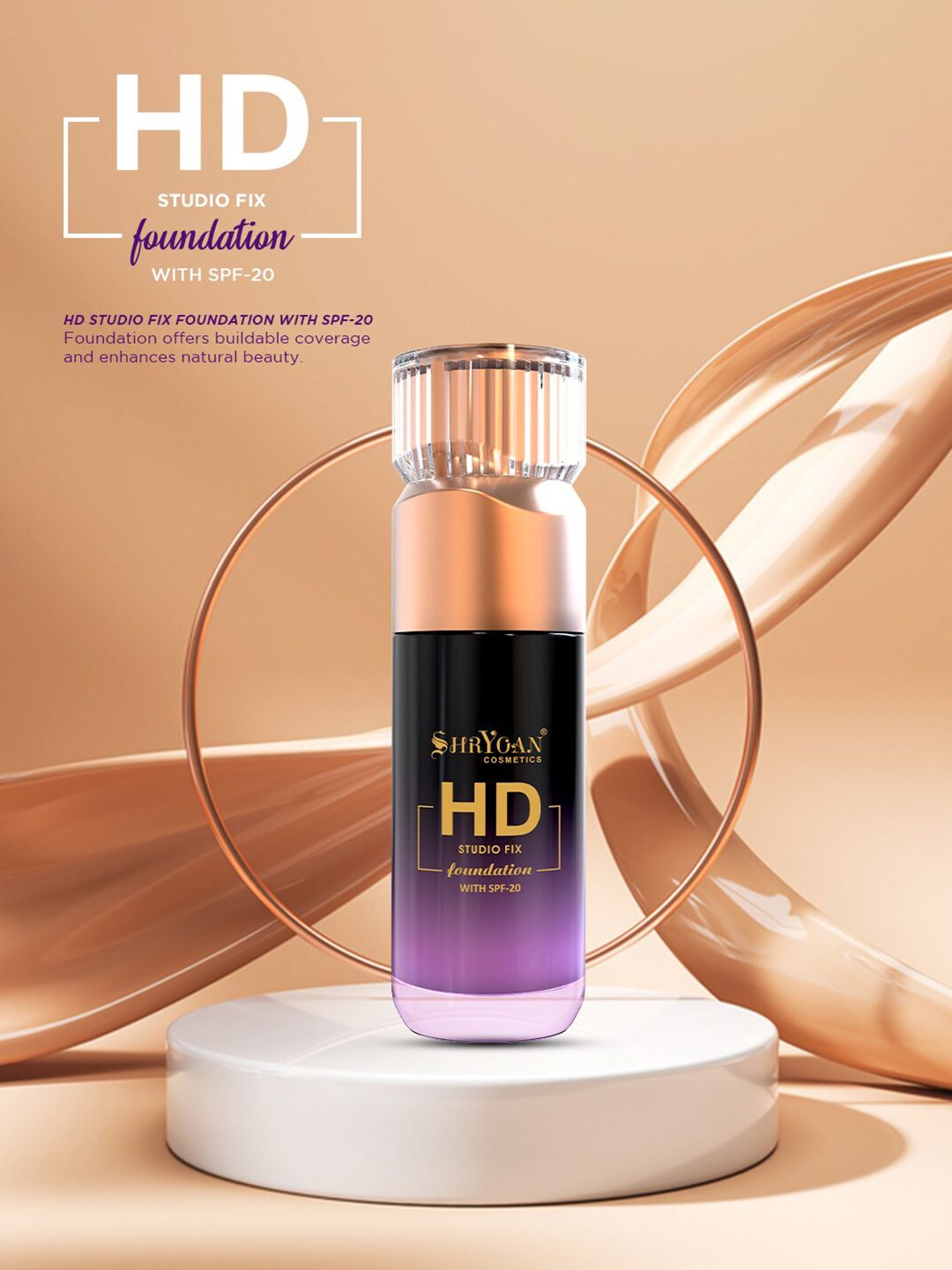 SHRYOAN HD Studio Fix SPF20 Waterproof Foundation 55 ml - Crme Glow 02-image-29