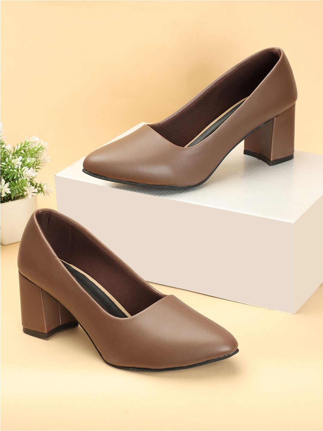 Denill Pointed Toe Block Heel Pumps
