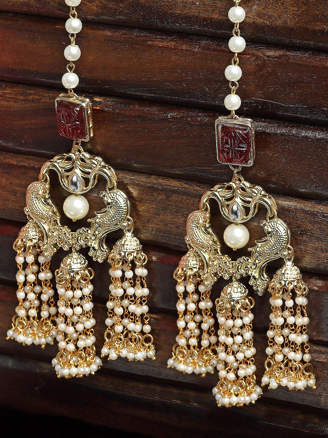 KARATCART Gold-Plated Contemporary Drop Earrings-picture-20