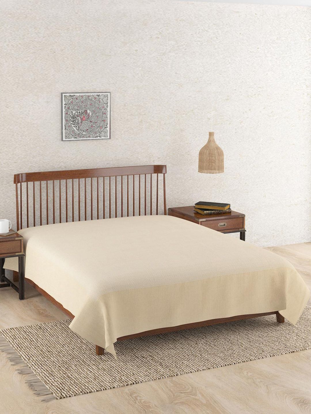 Fabindia Beige Cotton Single Bed Cover-image-32