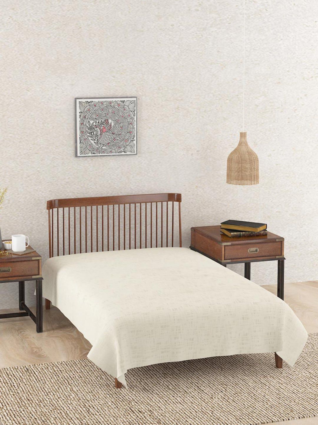 Fabindia White Cotton Single Bed Cover-picture-40