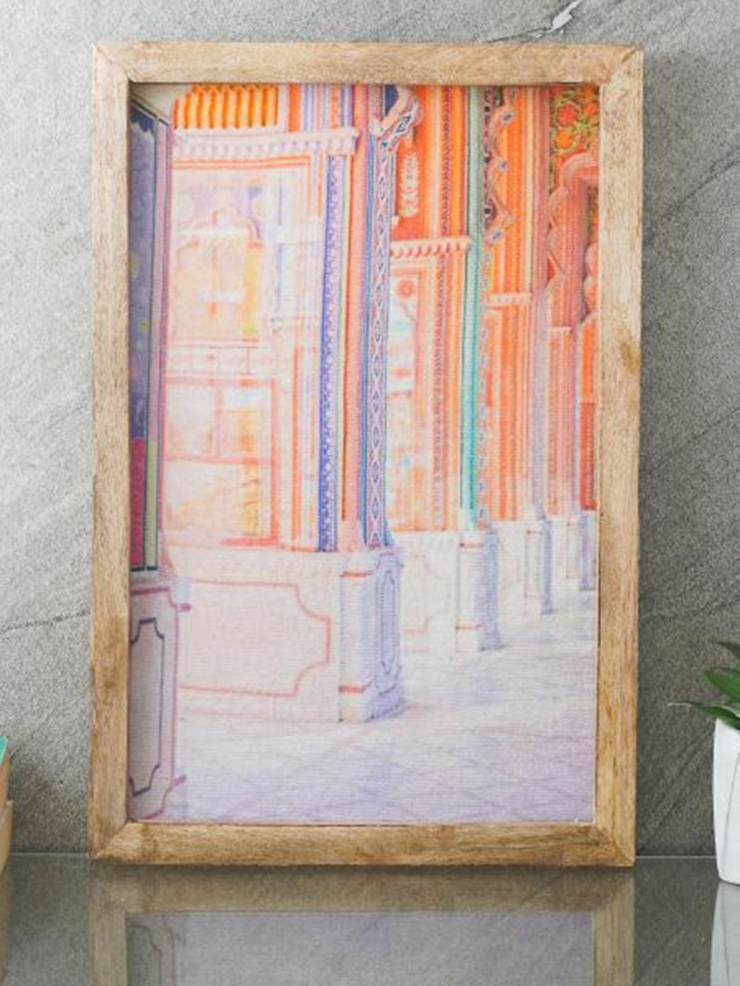 The Decor Mart White & Orange-color Palace Wall Canvas Painting Framed Wall Art-picture-37