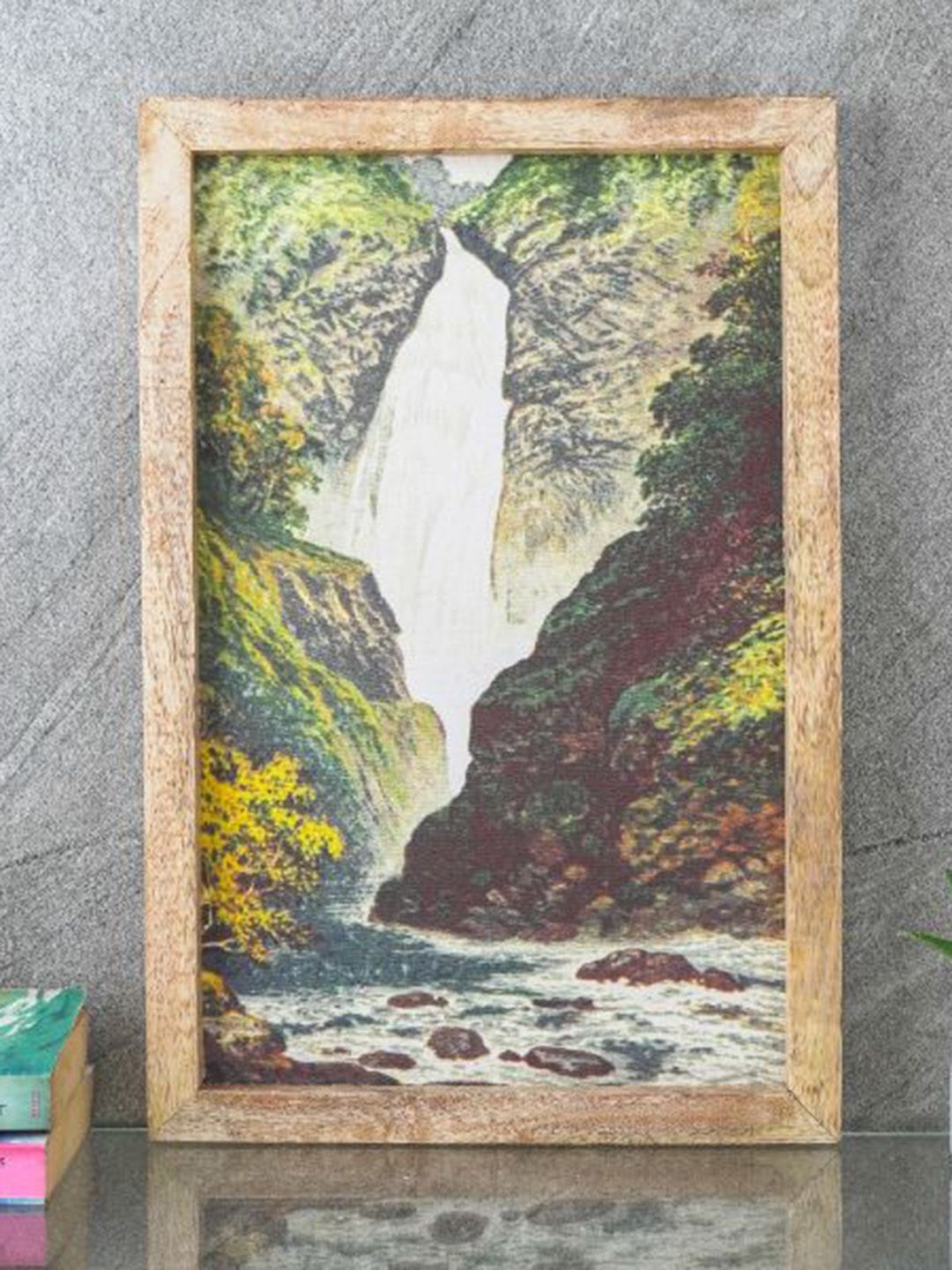 The Decor Mart Green & White Waterfall Canvas Framed Wall Art-picture-10